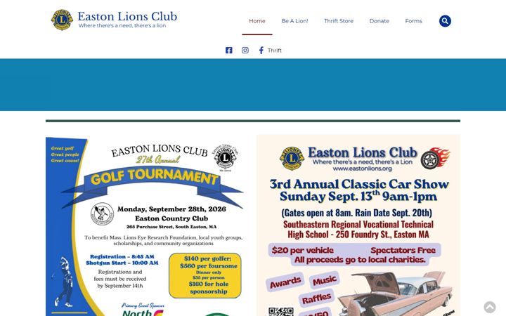 Screenshot of eastonlions.org