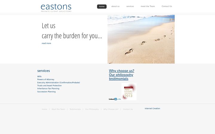 Screenshot of eastonssolicitors.co.uk