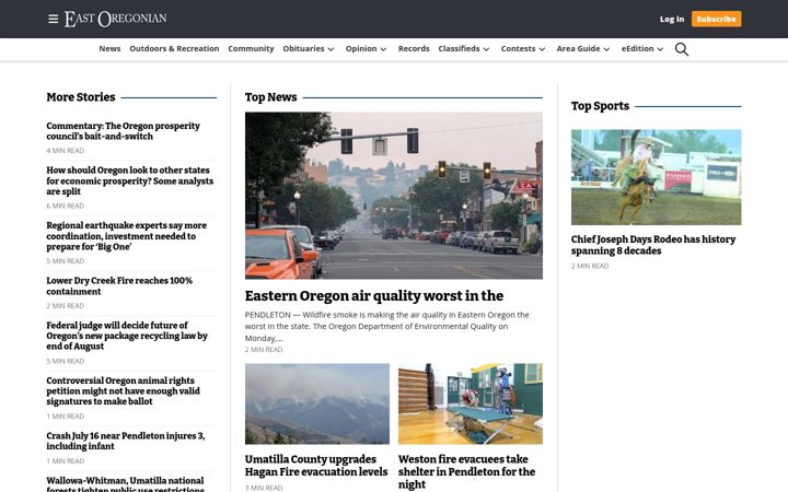 Screenshot of eastoregonian.com