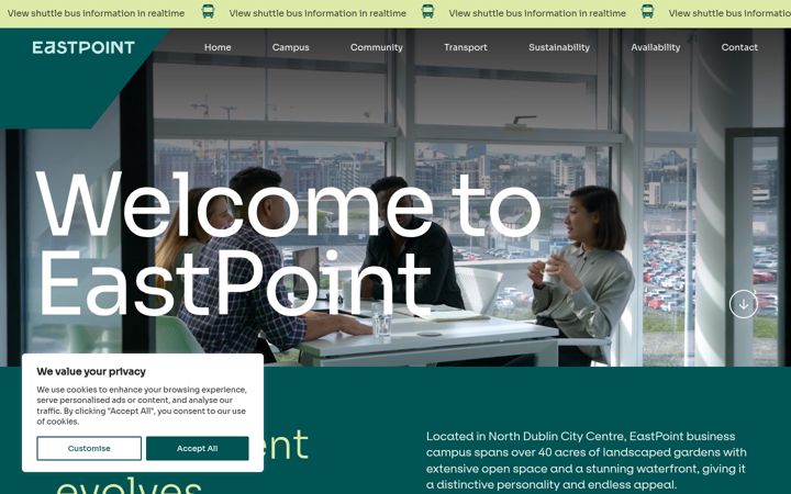 Skärmbild av eastpoint.ie