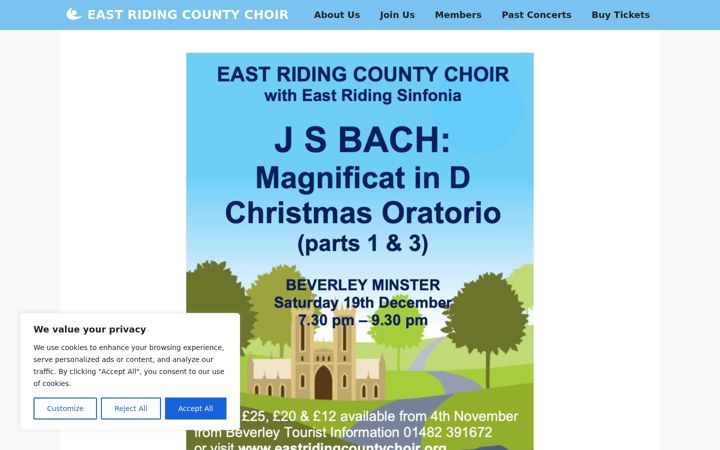 Screenshot of eastridingcountychoir.org