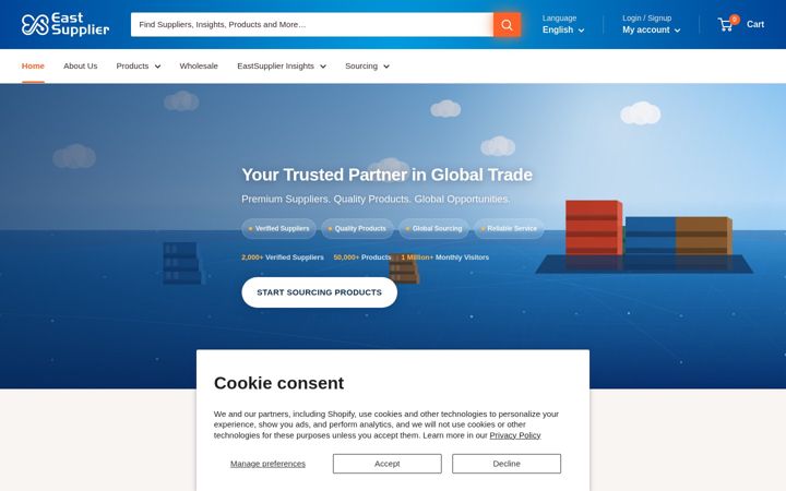 Screenshot of eastsupplier.com