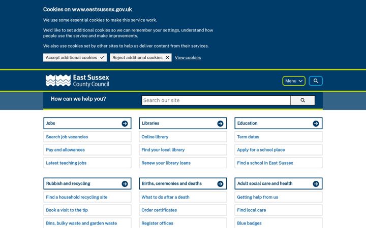 Screenshot of eastsussex.gov.uk