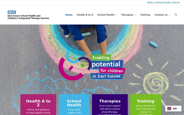 Captura de pantalla de eastsussexchildren.nhs.uk