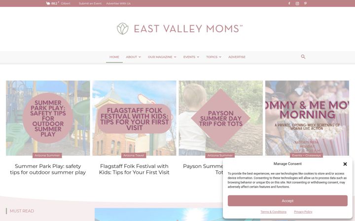 Screenshot of eastvalleymom.com