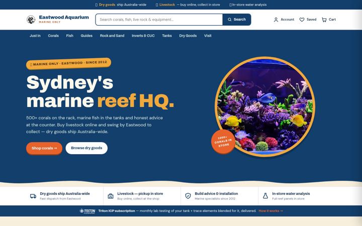 Screenshot van eastwoodaquarium.com.au