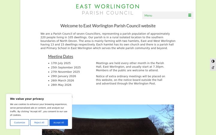 Captura de pantalla de eastworlingtonpc.org.uk
