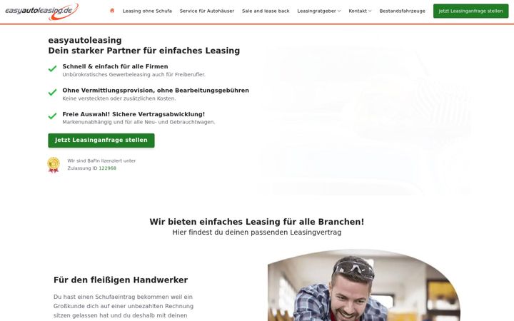 Képernyőkép: easy-autoleasing.de