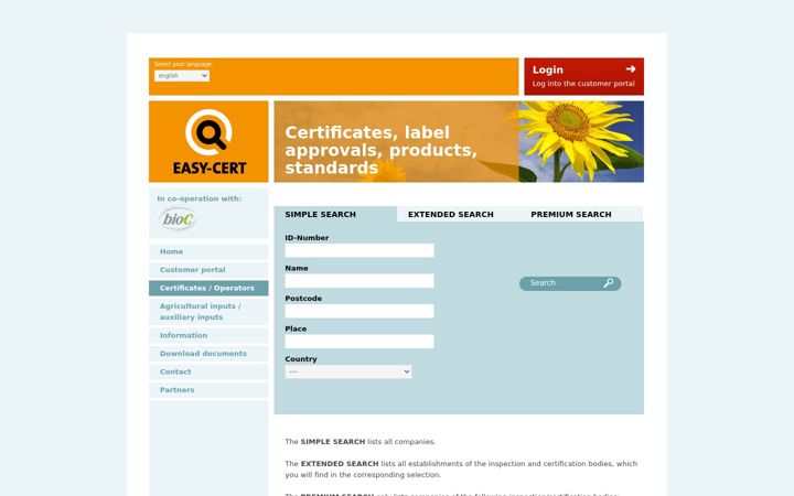 Screenshot of easy-cert.com