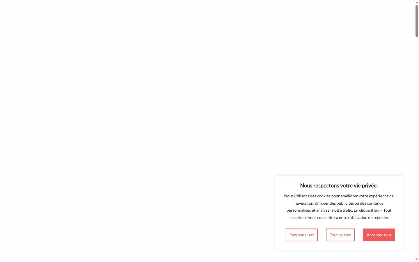 Captura de pantalla del banner de consentimiento mostrado antes de cualquier interacción