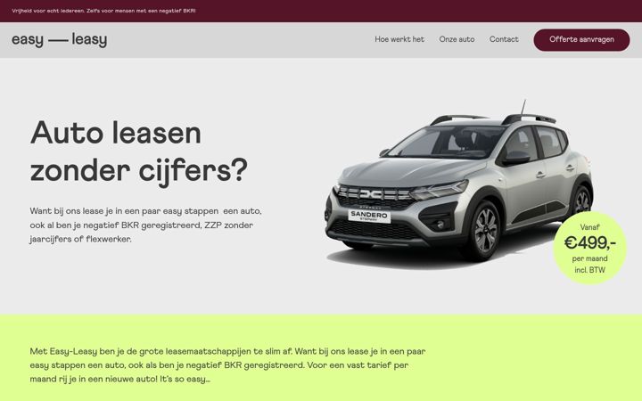 Posnetek zaslona easy-leasy.nl