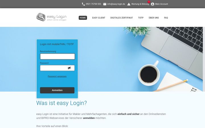 Snimka zaslona za easy-login.de