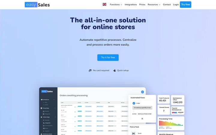 Kuvakaappaus sivustosta easy-sales.com
