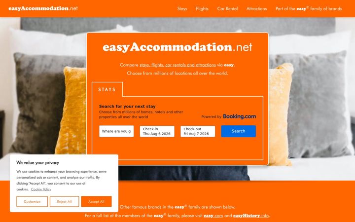Captură de ecran a easyaccommodation.net