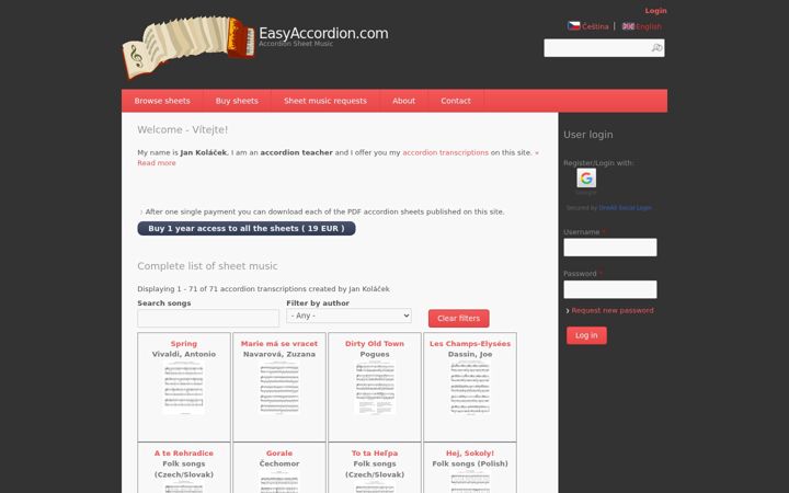 Screenshot of easyaccordion.com