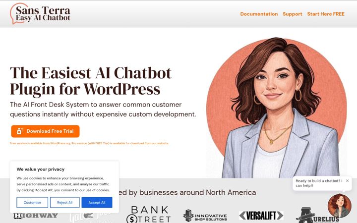 Ekrānuzņēmums no easyaichatbot.ai