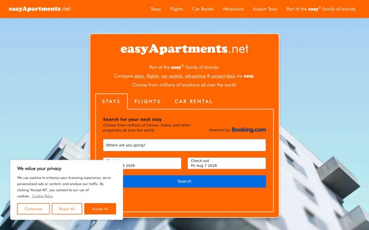 Captură de ecran a easyapartments.net