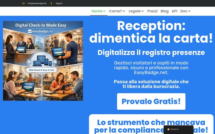 Captură de ecran a easybadge.net