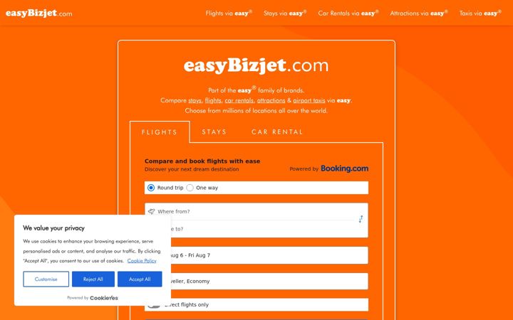 Screenshot of easybizjet.com