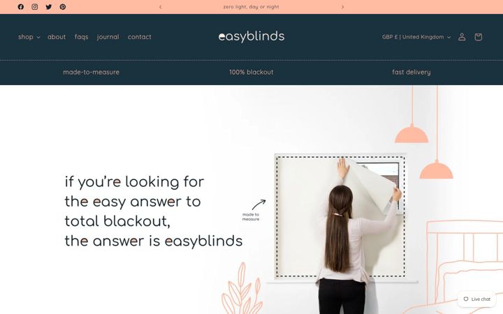 Screenshot of easyblinds.co.uk