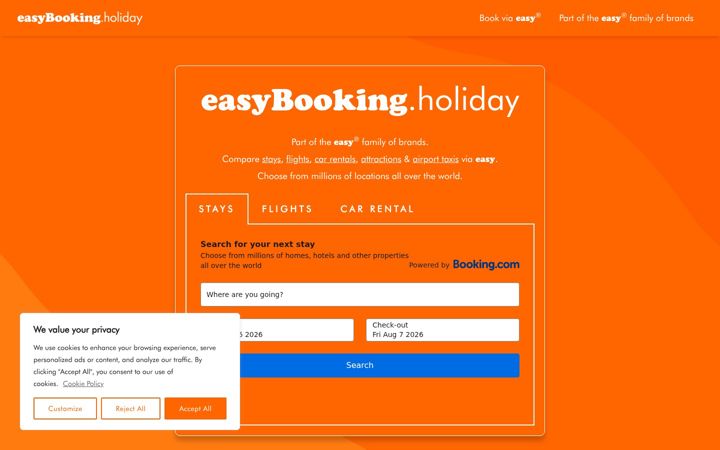 Screenshot of easybooking.holiday