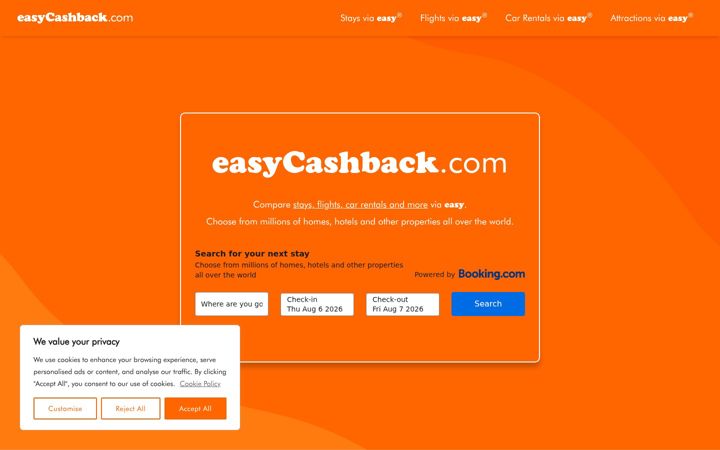 Screenshot of easycashback.com