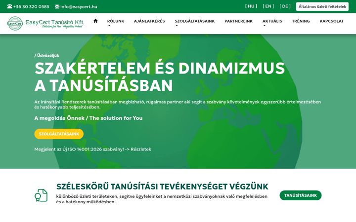Ekraanipilt saidist easycert.hu