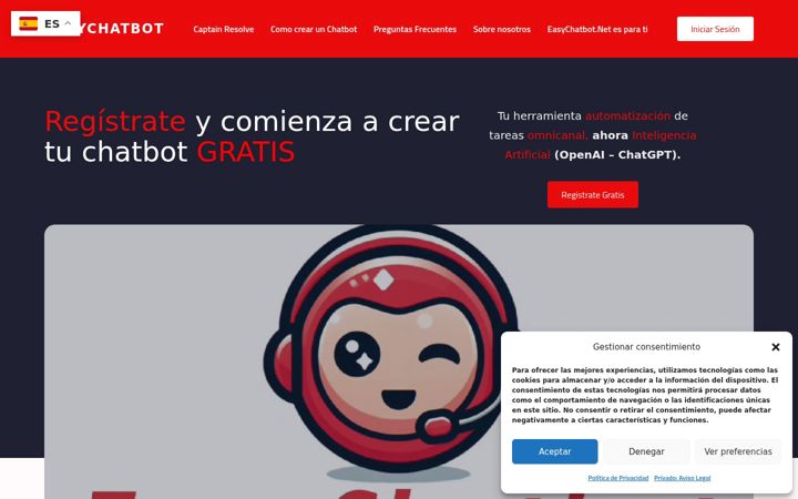 Captură de ecran a easychatbot.net