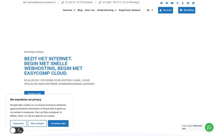 Screenshot di easycomphost.nl