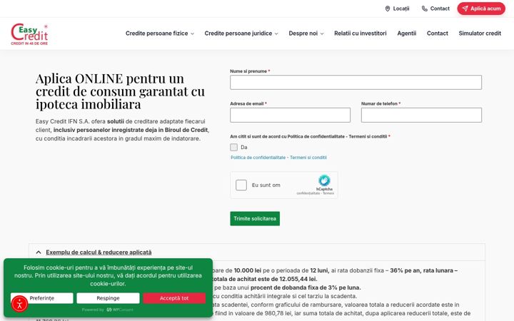 Ekrano kopija easycredit.ro
