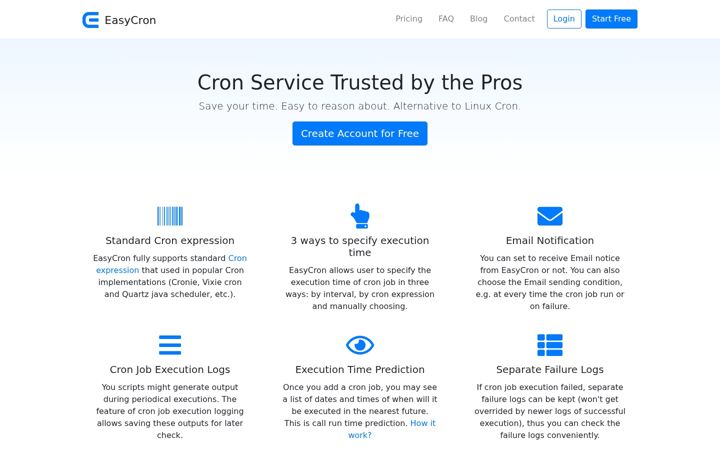 Screenshot of easycron.com