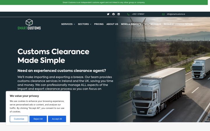 Skärmbild av easycustoms.ie