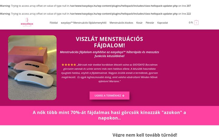 Ekraanipilt saidist easydays.hu