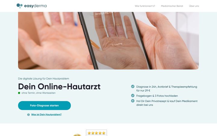 Screenshot of easyderma.de