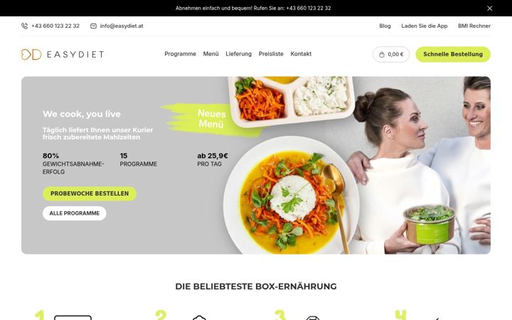 Posnetek zaslona easydiet.at