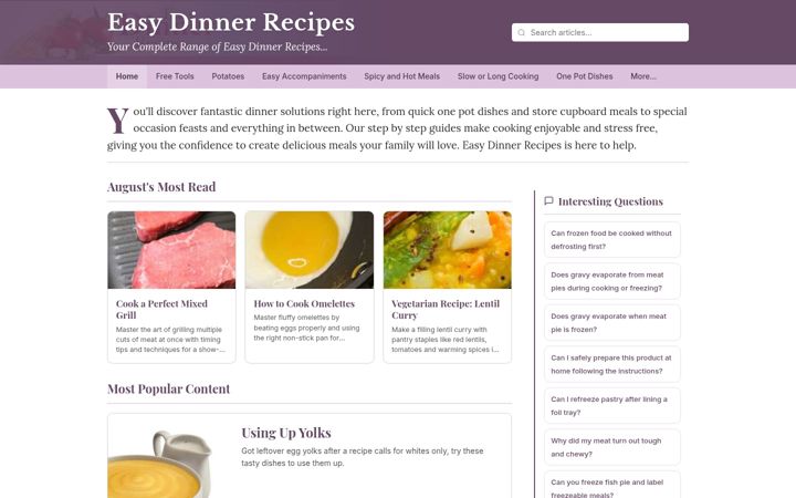 Screenshot of easydinnerrecipes.co.uk