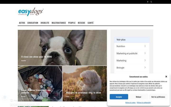 Posnetek zaslona easydogs.fr