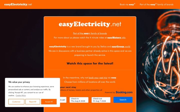 Captură de ecran a easyelectricity.net