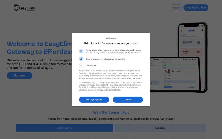 Screenshot of easyelimu.com