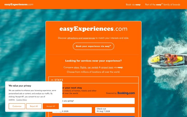 Screenshot of easyexperiences.com