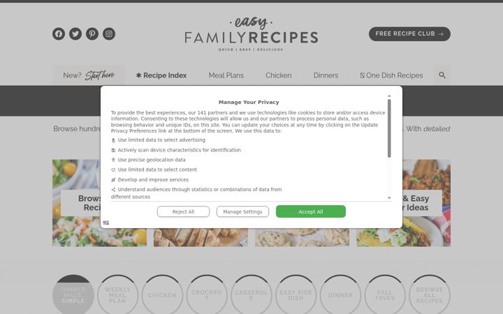 Screenshot of easyfamilyrecipes.com