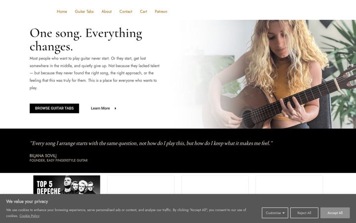 Screenshot of easyfingerstyleguitar.com