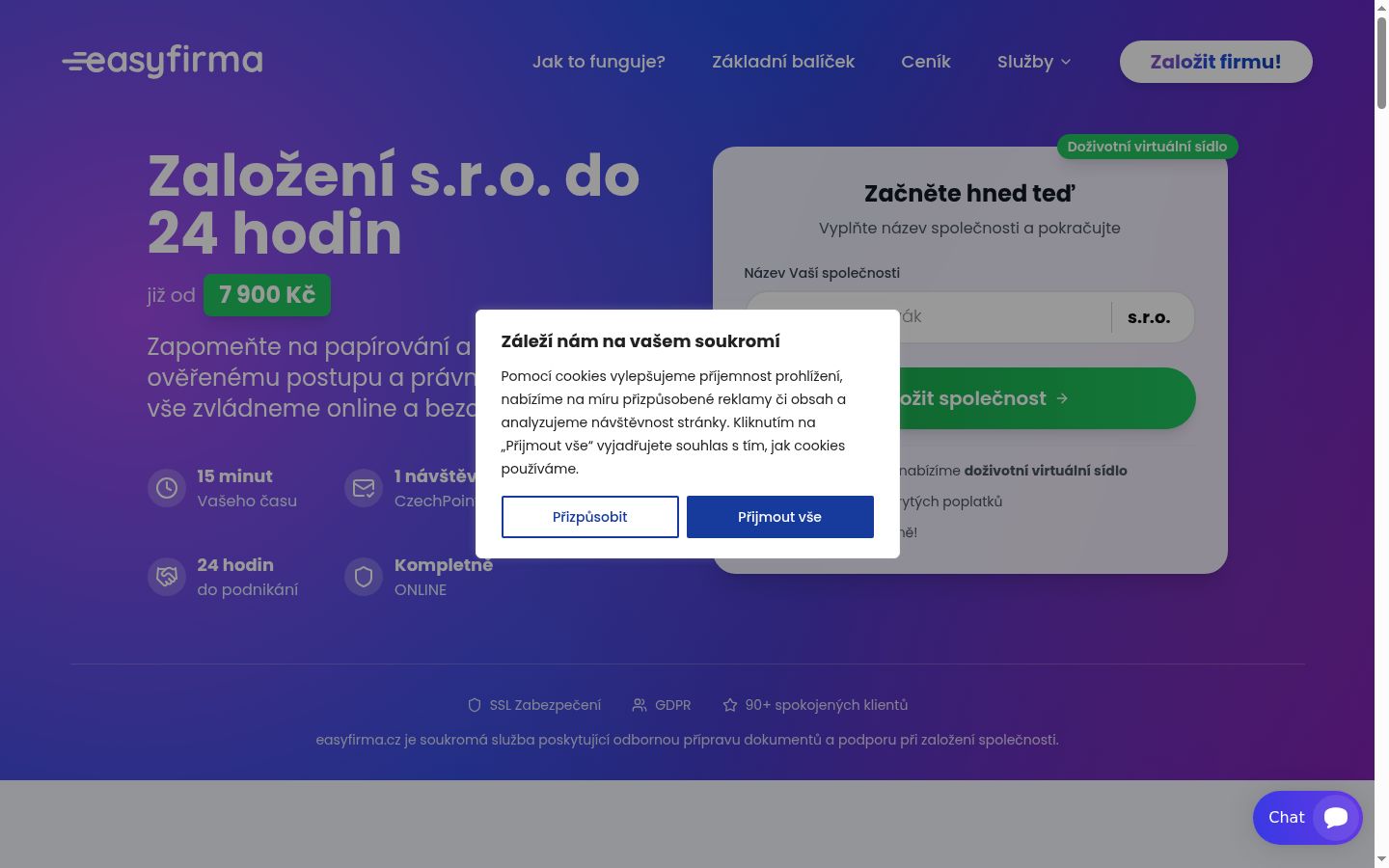 Screenshot des Einwilligungsbanners vor jeglicher Interaktion