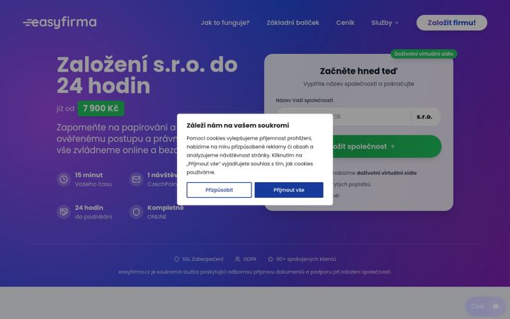 Snímek obrazovky easyfirma.cz