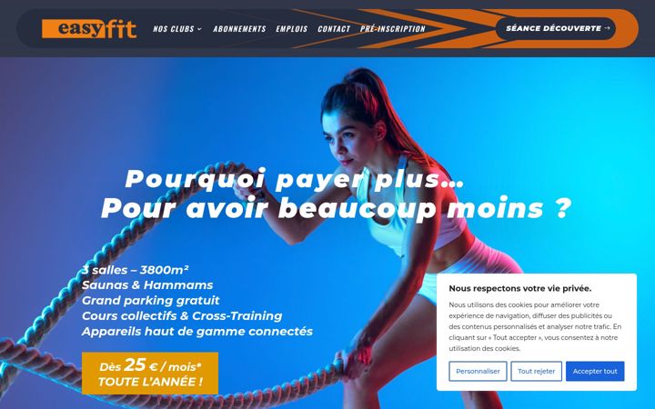 Posnetek zaslona easyfit.fr