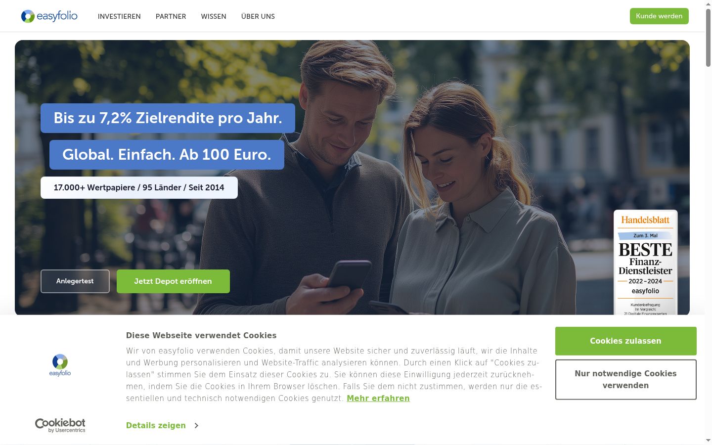 Képernyőkép a bármilyen interakció előtt megjelenő hozzájárulási bannerről