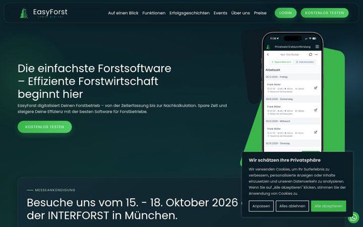 Screenshot of easyforst.de