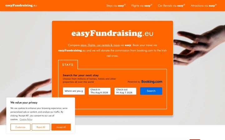 Screenshot of easyfundraising.eu