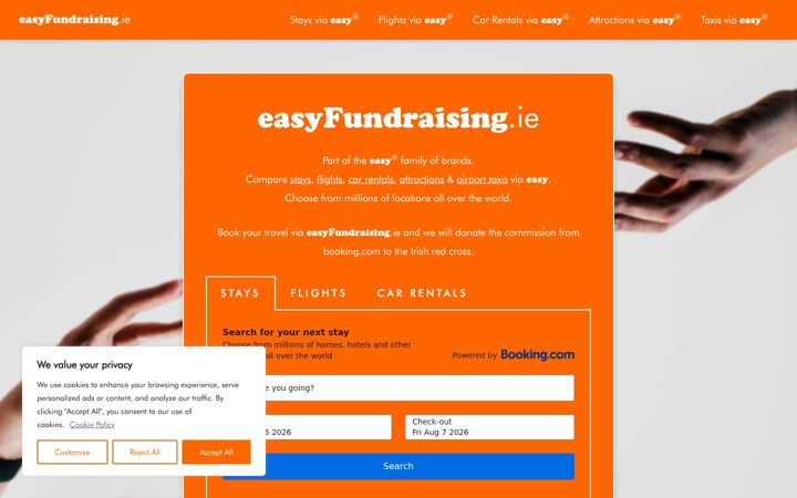 Skärmbild av easyfundraising.ie