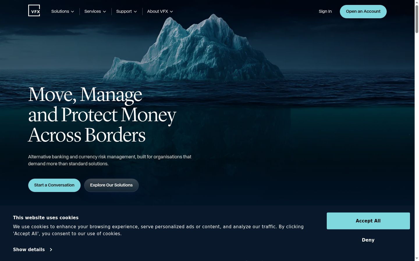 Screenshot del banner di consenso mostrato prima di qualsiasi interazione